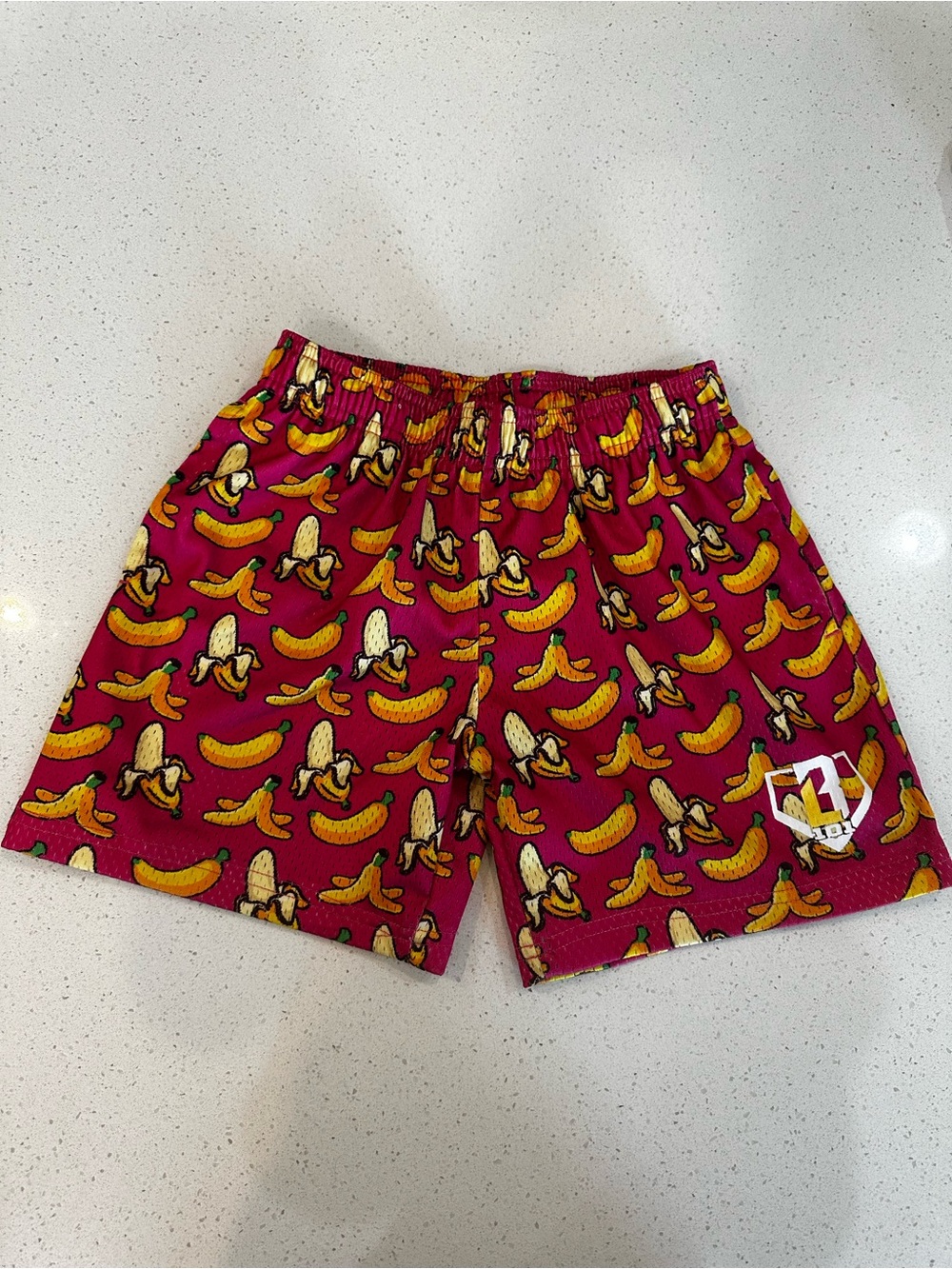 Youth Baseball Lifestyle BB101 Banana-Print Kids Shorts - Pink
